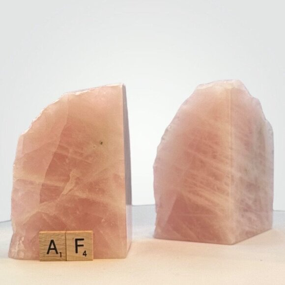 Pink Crystal Bookends, Rose Quartz, Natural Characteristics, Unique Bookends(AF) - Picture 9 of 10